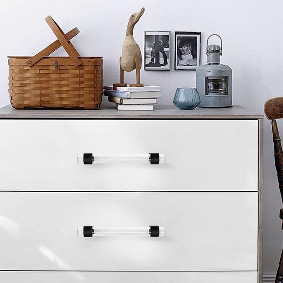 5 Piece Cabinet Pulls Black Matte 4 Inch Acrylic Kitchen Cabinet Drawer Handles - Picture 8 of 13